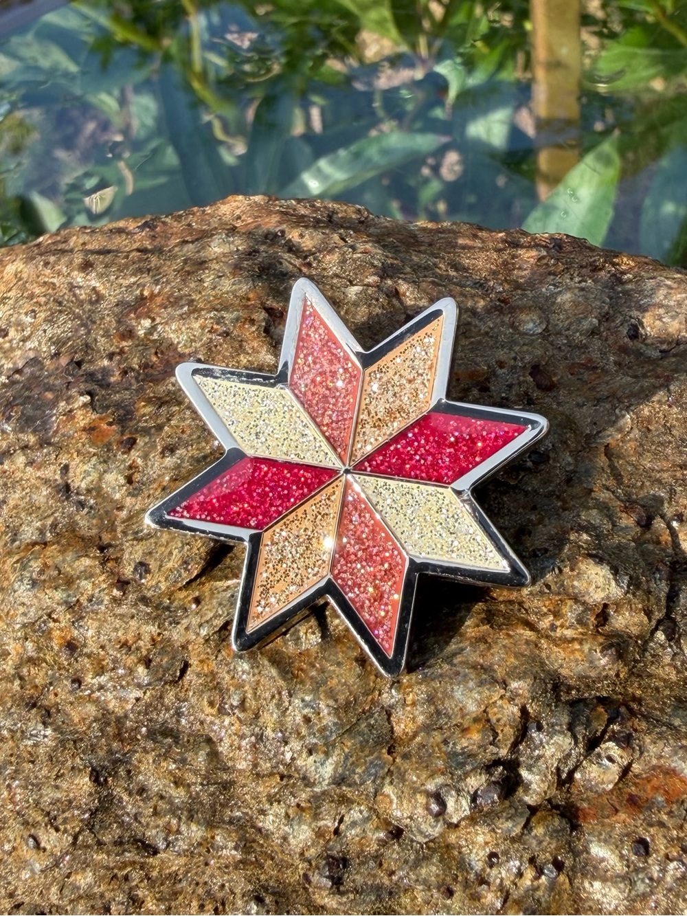 COACH Glitter Eight-Point Star Enamel Pin Brooch
